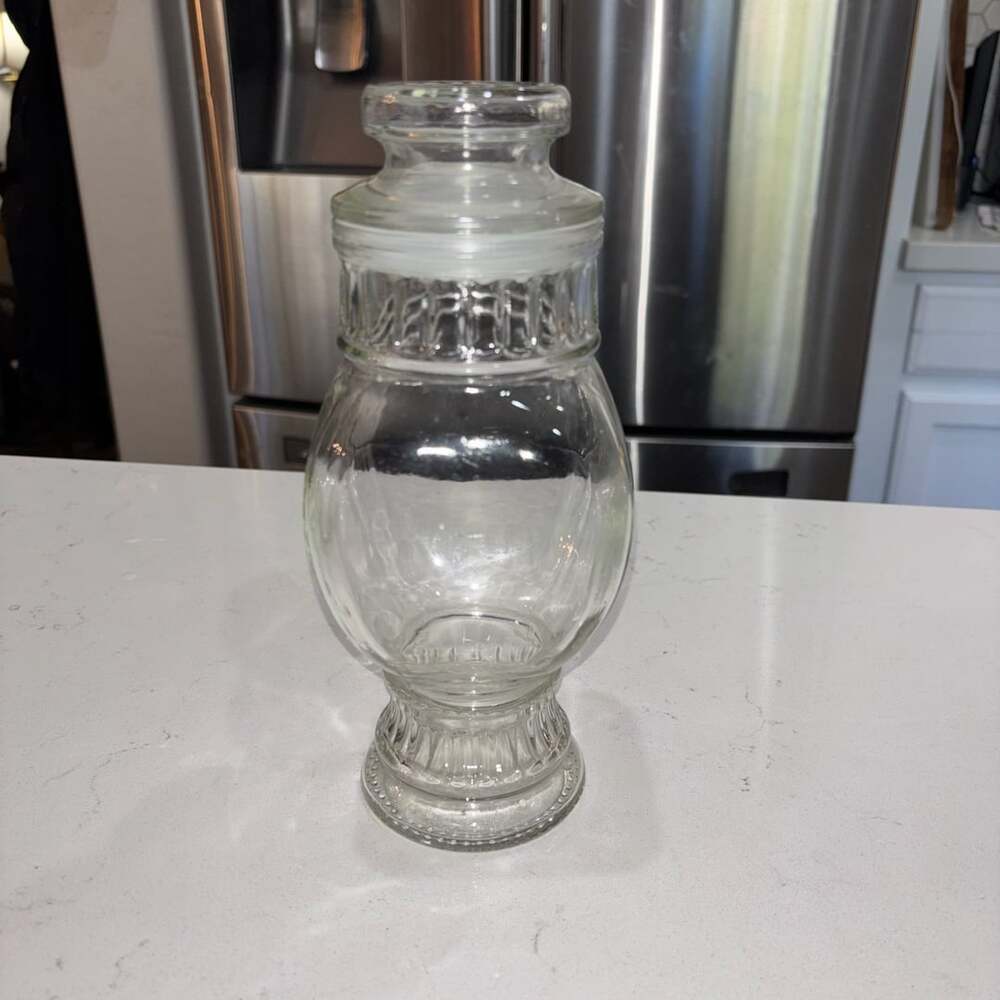 Vintage Wheaton Clear Glass Pedestal Apothecary Jar Lid